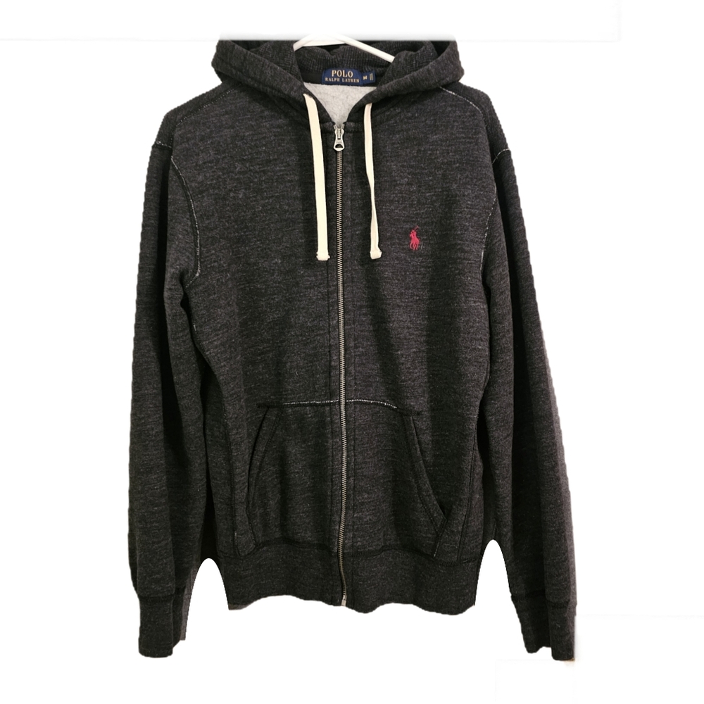 Polo Ralph Lauren Black Heather Fleece Full-Zip Hoodie - Picture 4 of 4